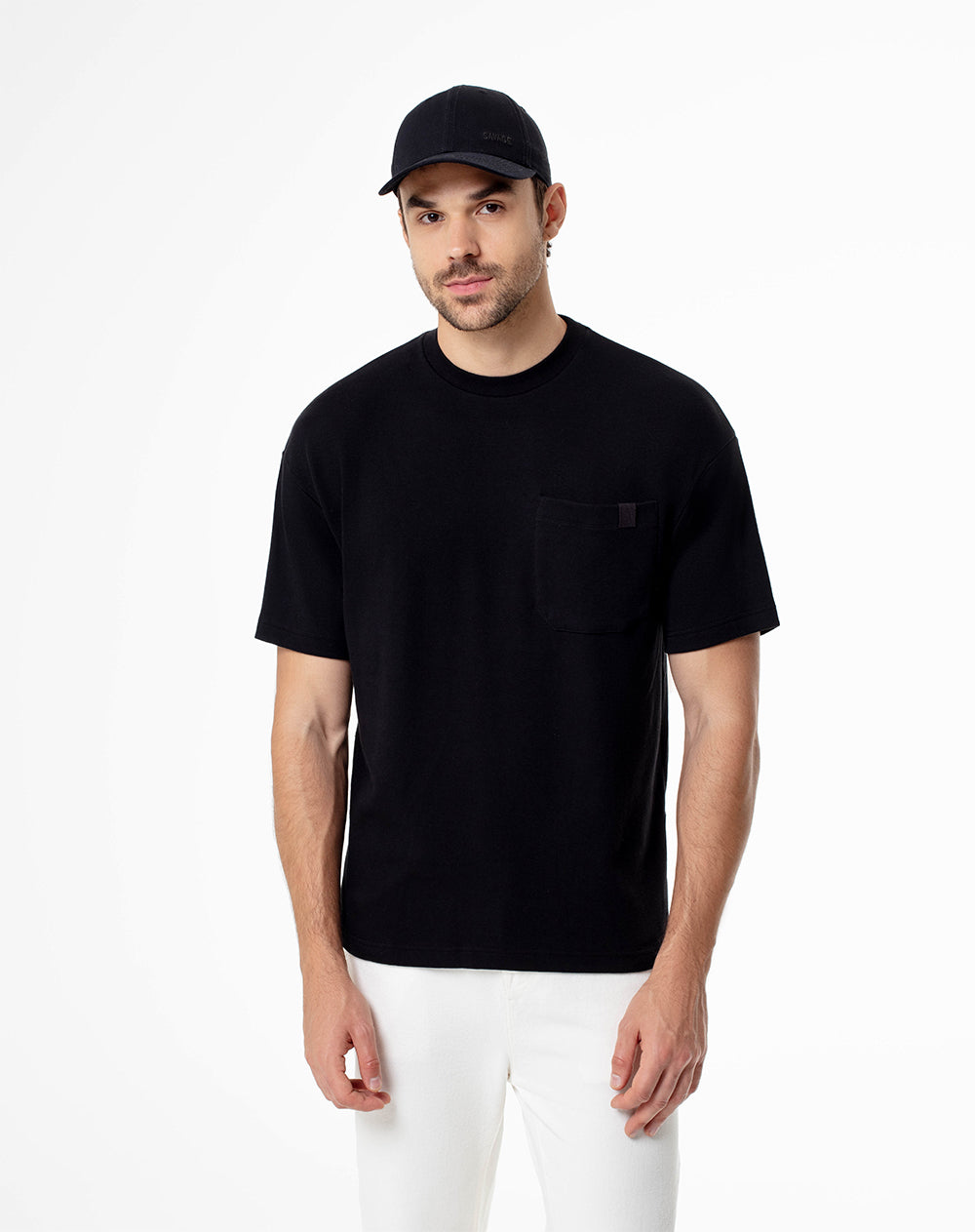 Camiseta oversize algodón negra hombre