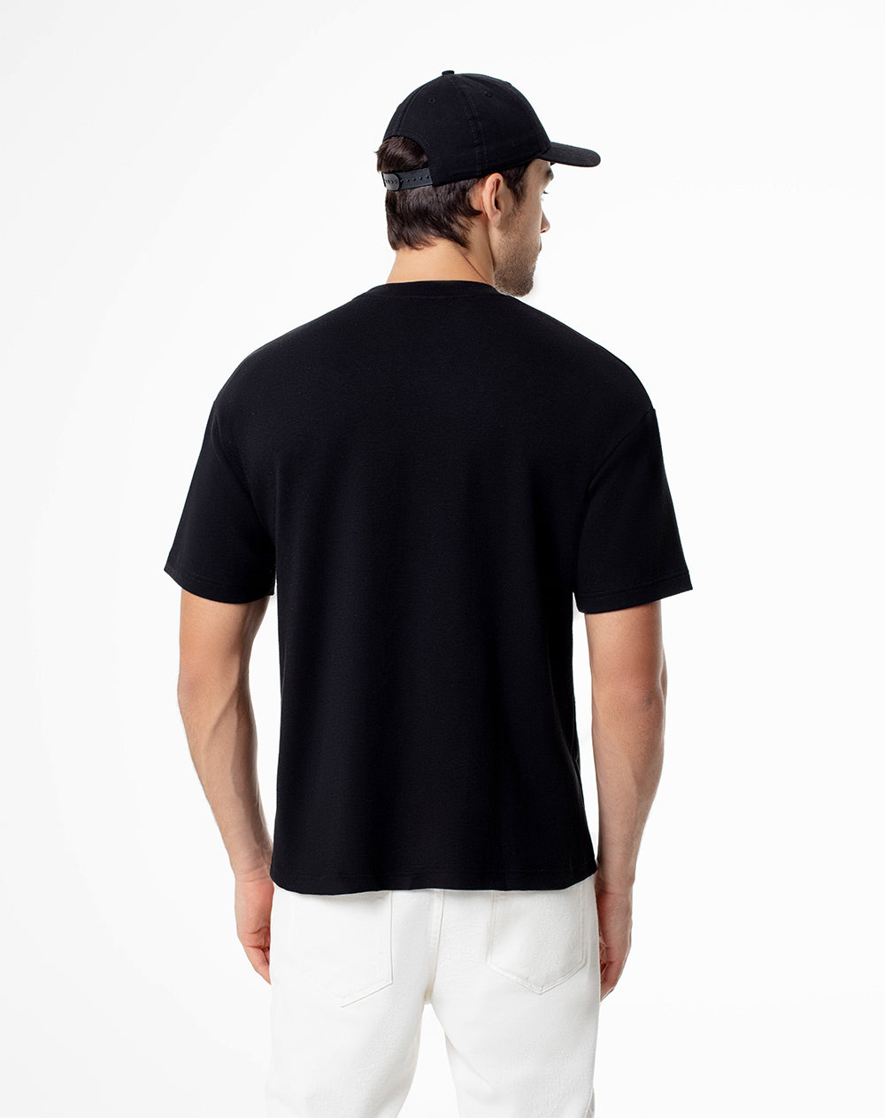 Camiseta oversize algodón negra hombre