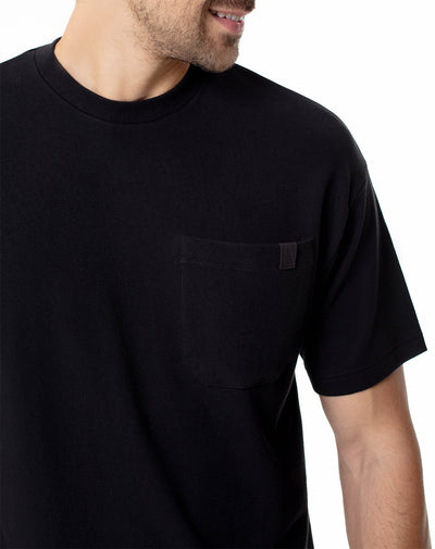 Camiseta regular algodón negra hombre