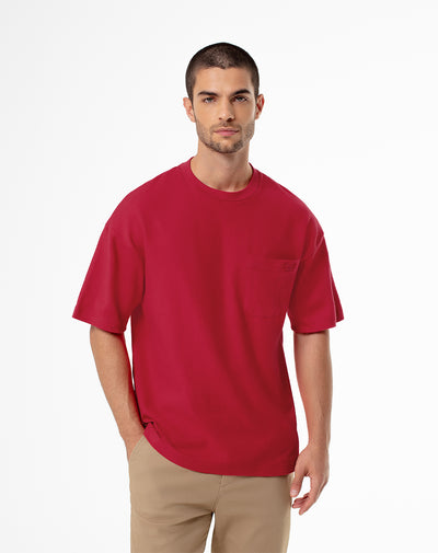 Camiseta oversize algodón roja hombre