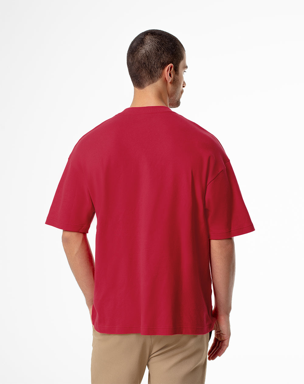 Camiseta oversize algodón roja hombre