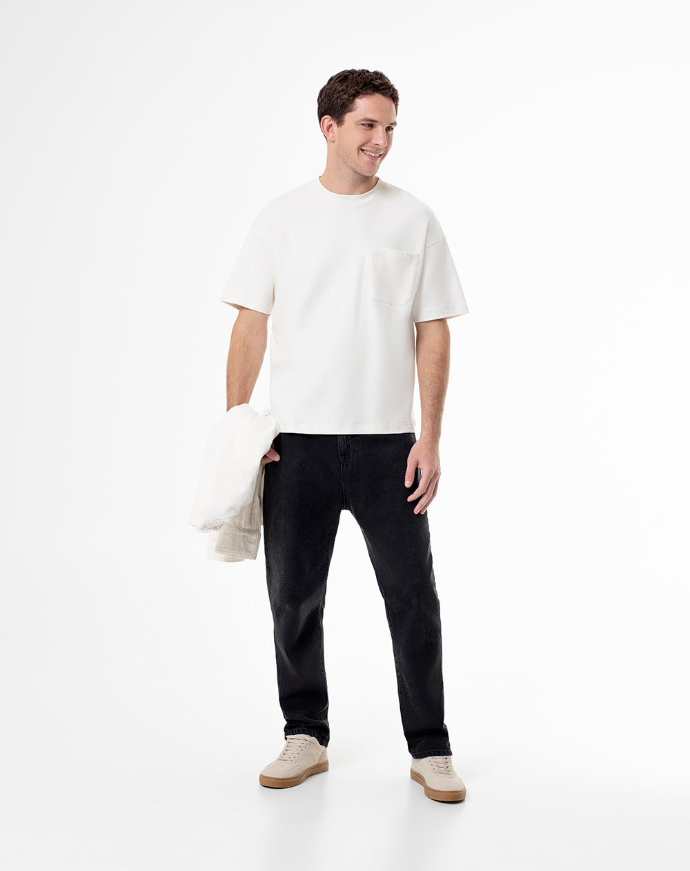 Camiseta oversize algodón vainilla hombre