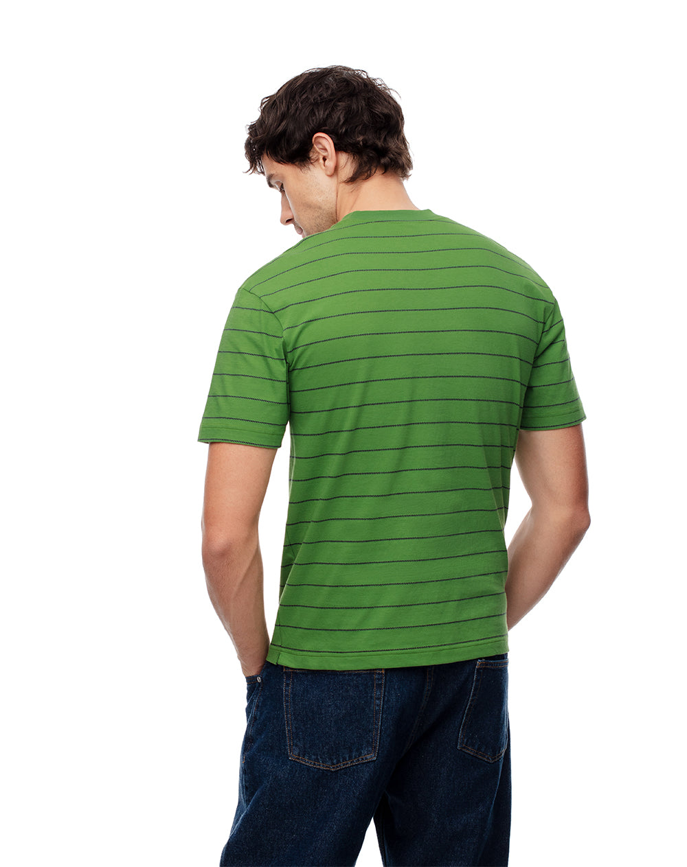 Camiseta regular algodón verde rayas hombre