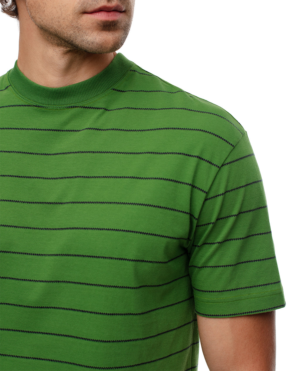 Camiseta regular algodón verde rayas hombre