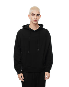 Buzo tipo hoddie algodón negro hombre