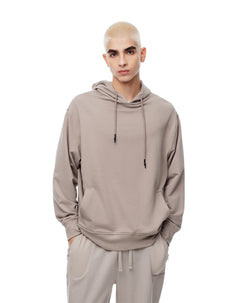Buzo tipo hoddie algodón taupe hombre