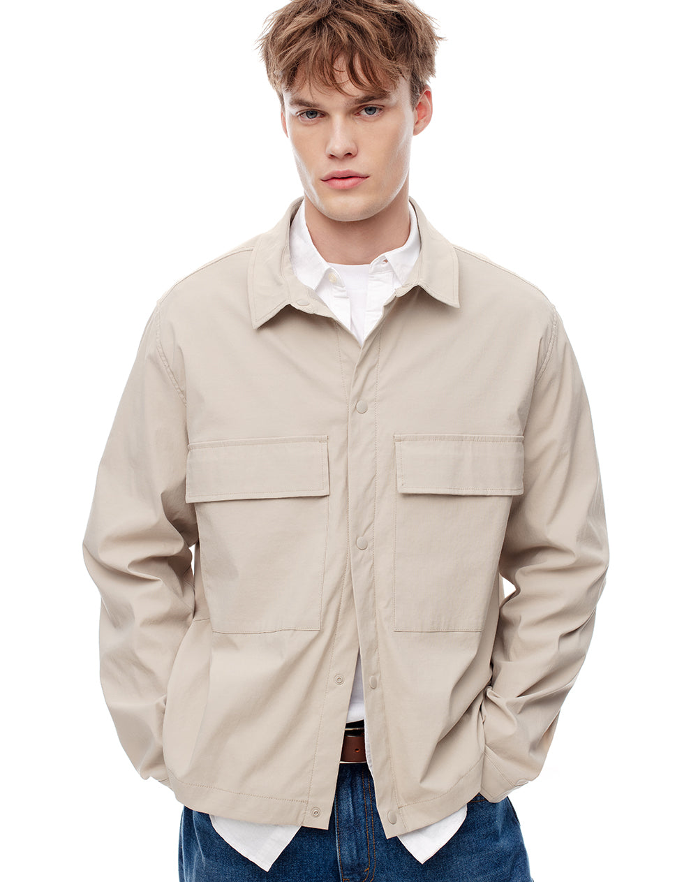 Chaqueta overshirt habano hombre