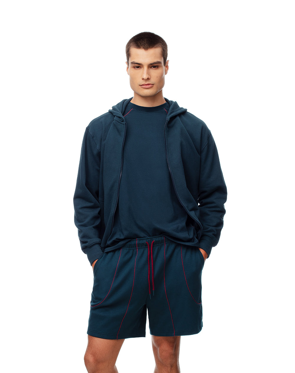 Bermuda relax algodón azul hombre