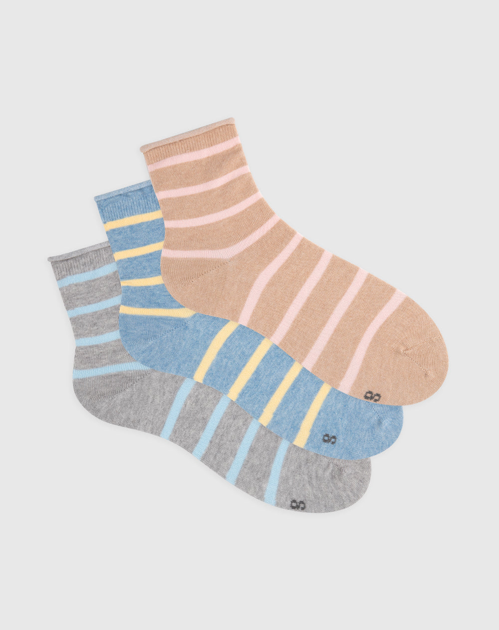 Medias mujer tobillera algodón pack x3 surtido