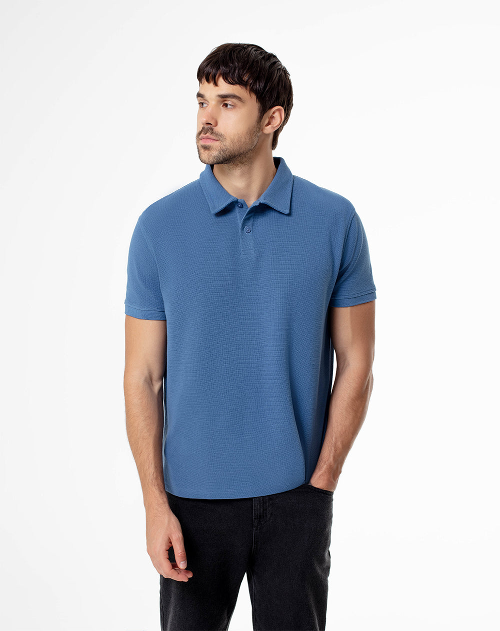 Polo regular algodón azul hombre