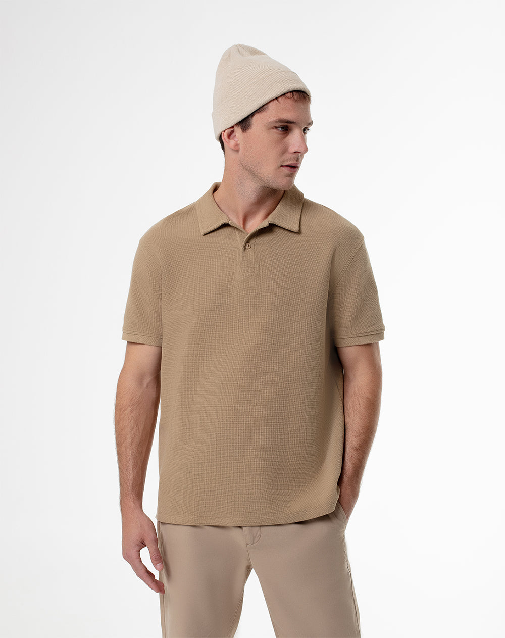 Polo regular algodón habano hombre