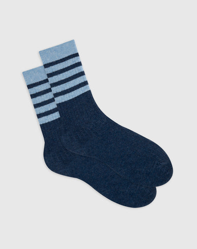 Medias mujer largas algodón azules rayas