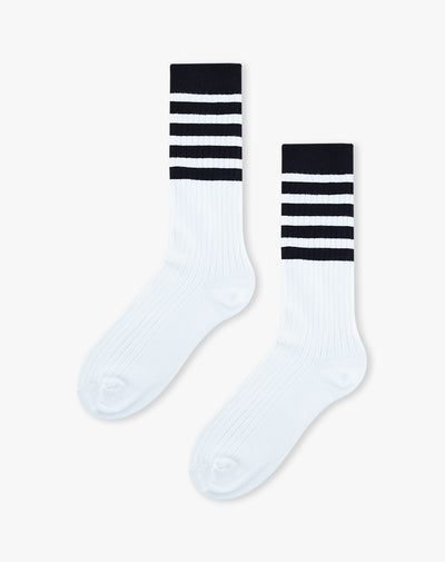 Medias mujer largas blancas rayas
