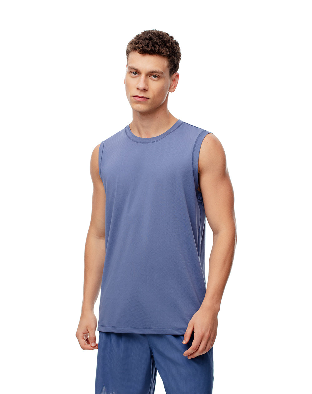 Camisilla deportiva antibacterial azul hombre