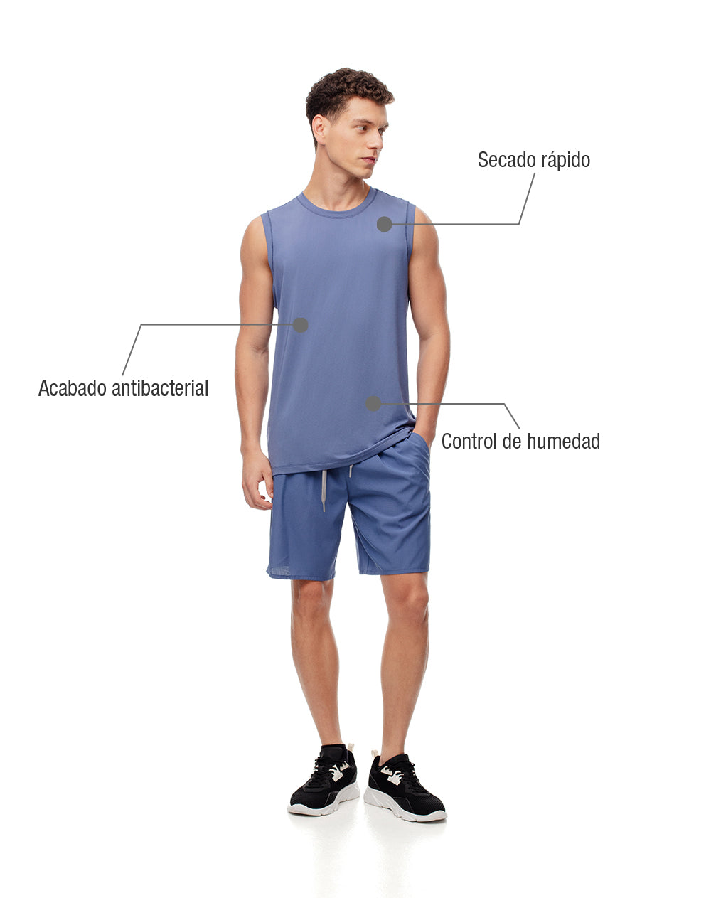 Camisilla deportiva antibacterial azul hombre