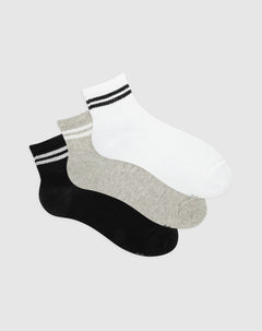 Medias mujer tobillera algodón pack x3 surtido