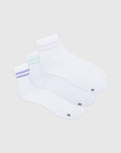 Medias para mujer tobilleras algodón pack x3unds blancas