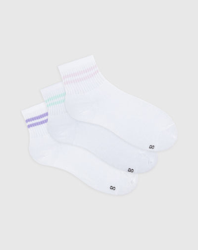 Medias para mujer tobilleras algodón pack x3unds blancas