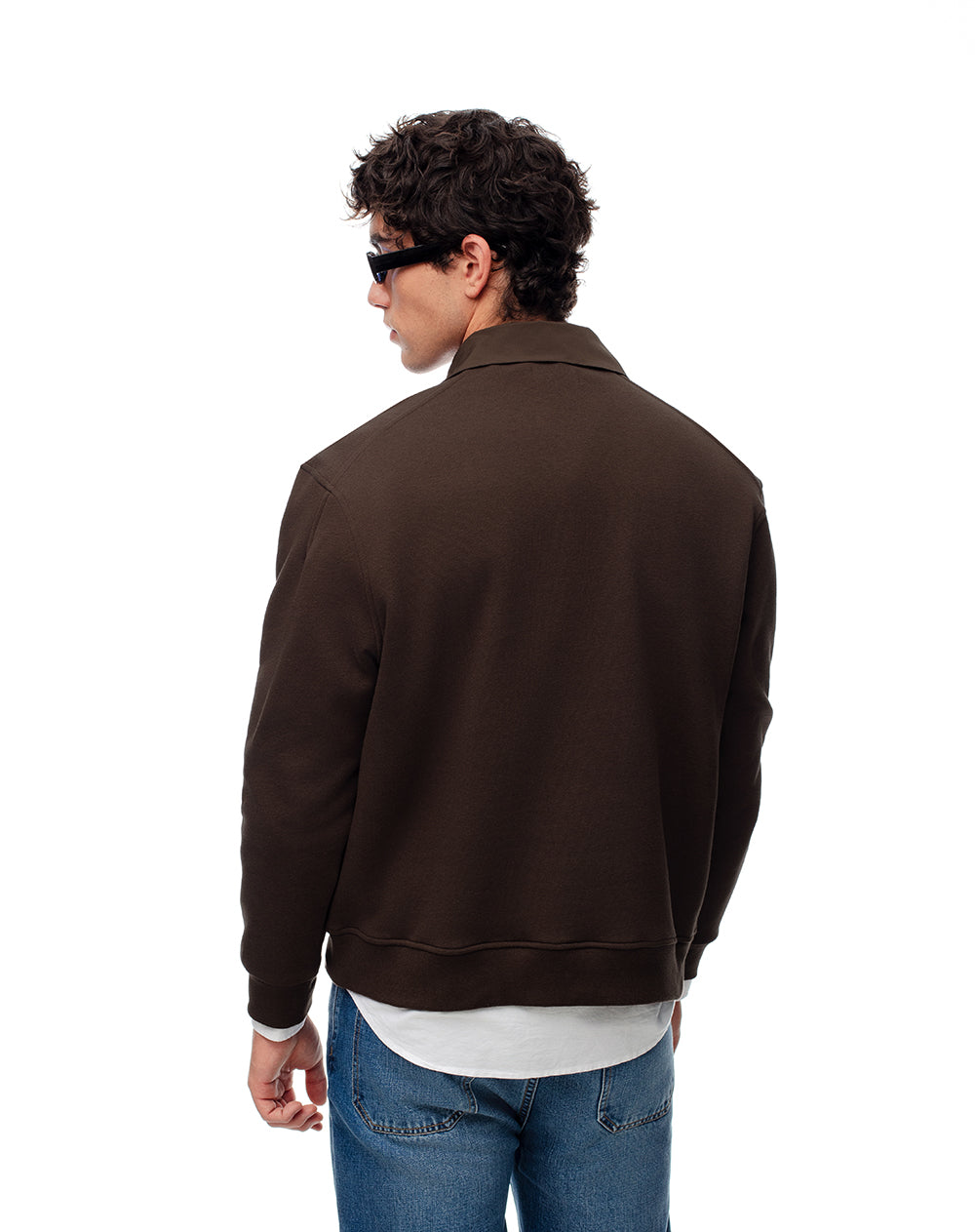 Buzo tipo polo café hombre