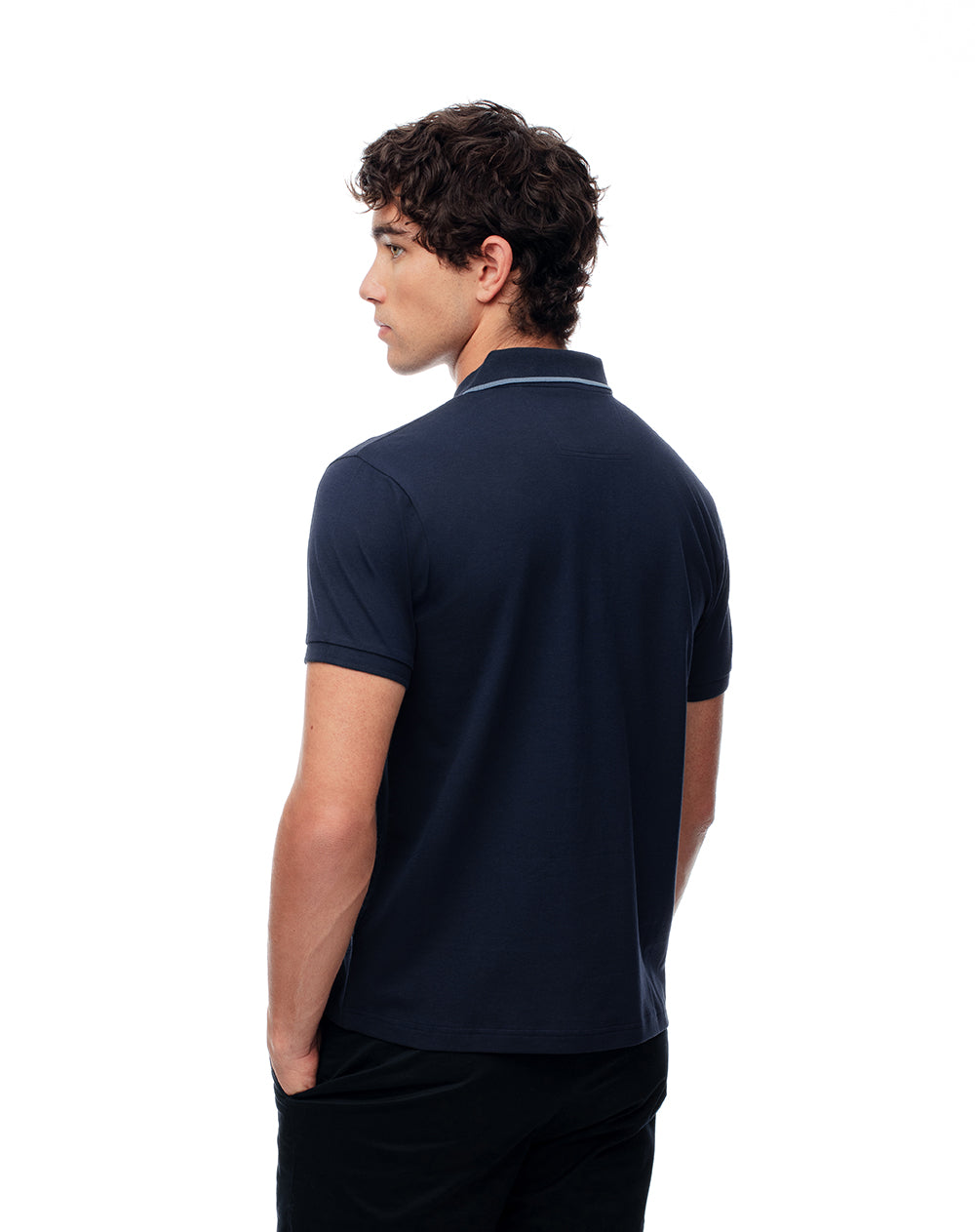 Polo half zip regular azul hombre