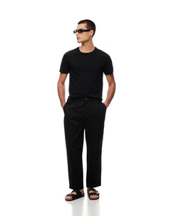 Pantalón recto drill algodón negro hombre