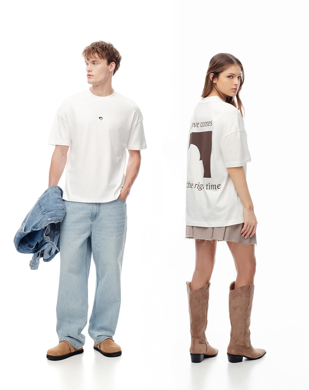 Camiseta regular algodón estampada vainilla unisex