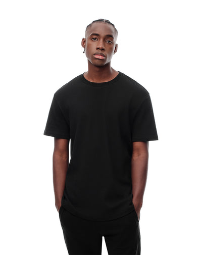 Camiseta regular algodón negra hombre