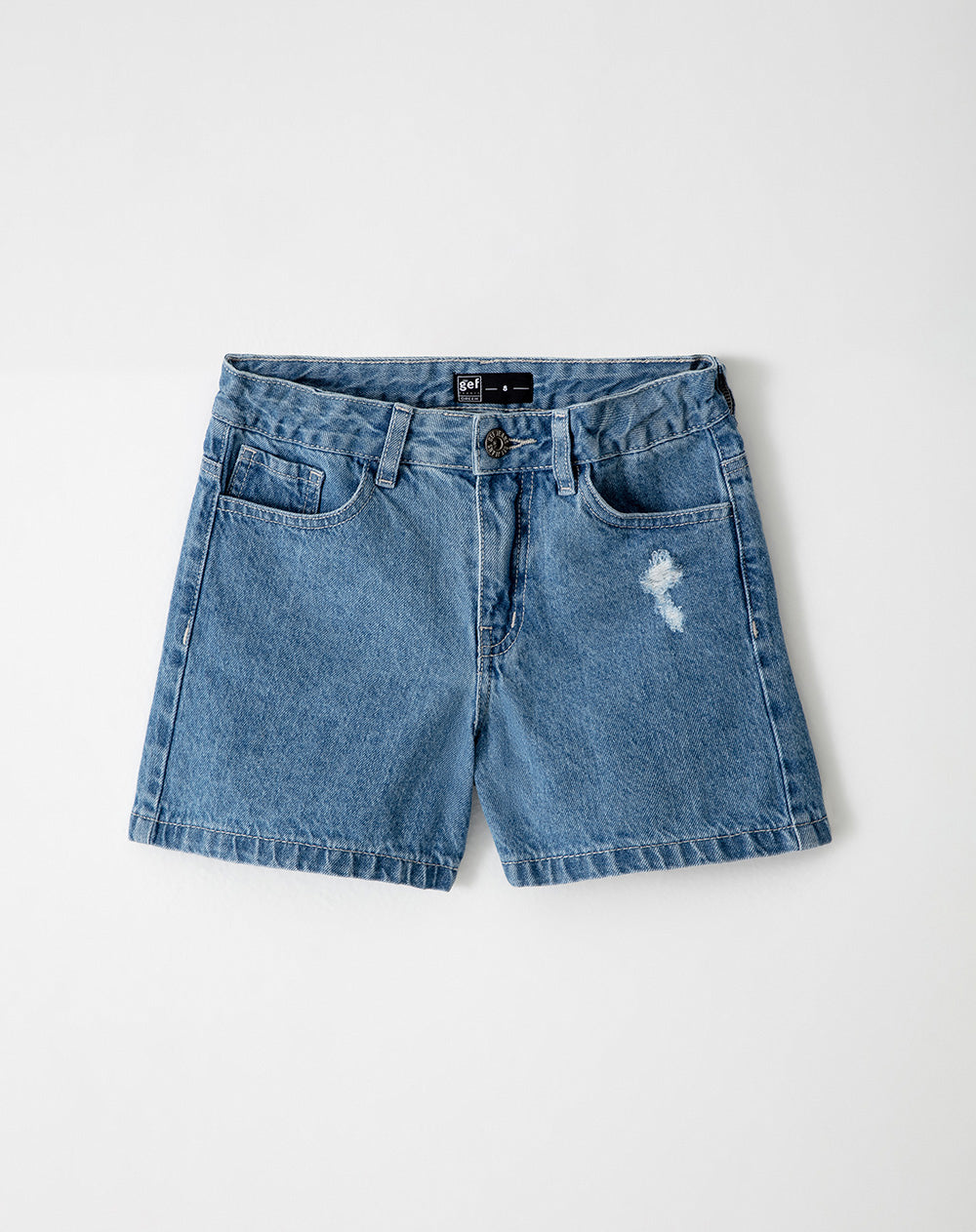 Short denim tiro medio índigo medio niña