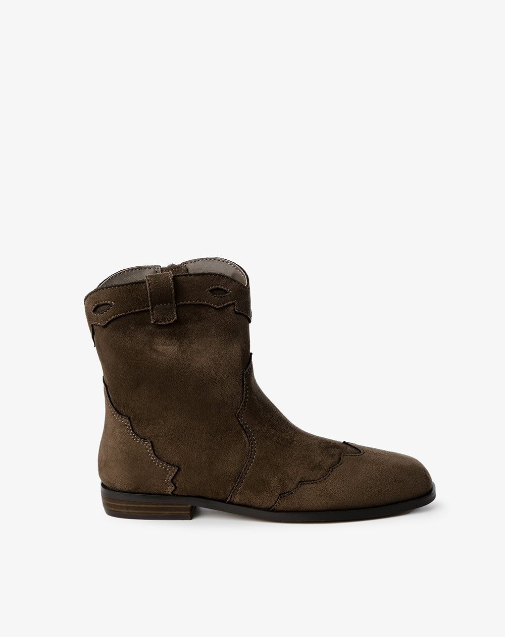 Botas tipo cowboy gamuzadas café niña