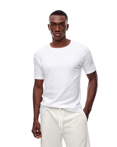 Camiseta slim algodón blanca hombre