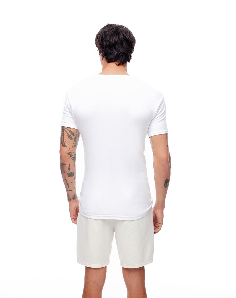 Camiseta slim algodón x2unds blanca hombre