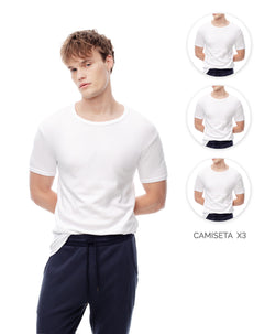 Camisetas slim algodón x3unds blanca hombre
