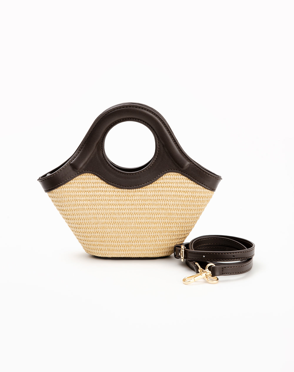 Bolso con cuerpo tejido café mujer