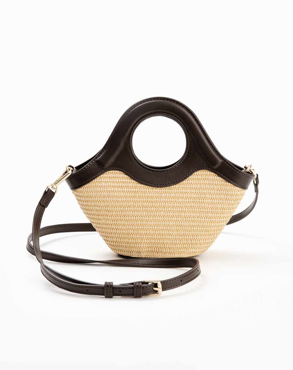 Bolso con cuerpo tejido café mujer