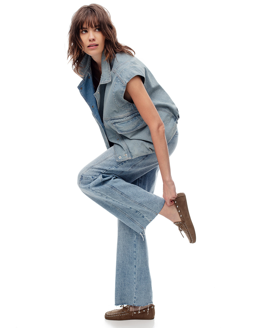 Mocasines tipo gamuza café mujer