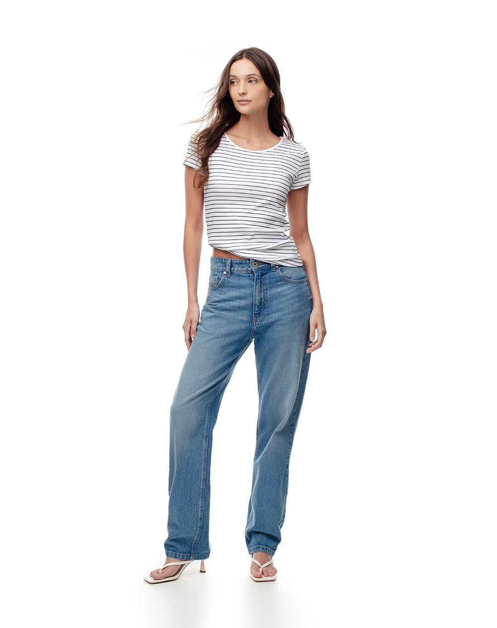 Camiseta slim algodón rayas mujer