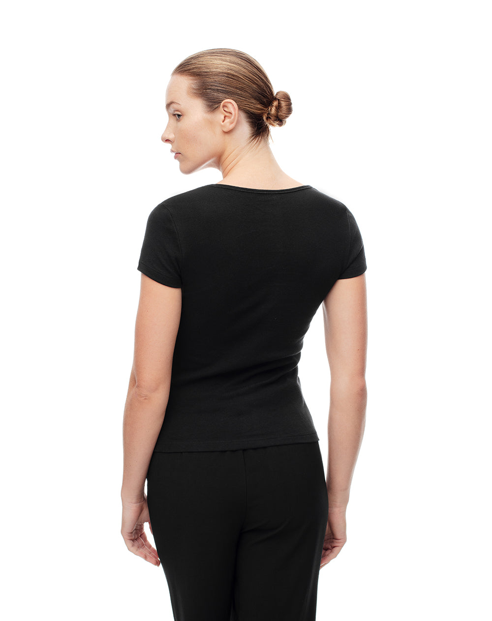 Camiseta slim algodón negra mujer