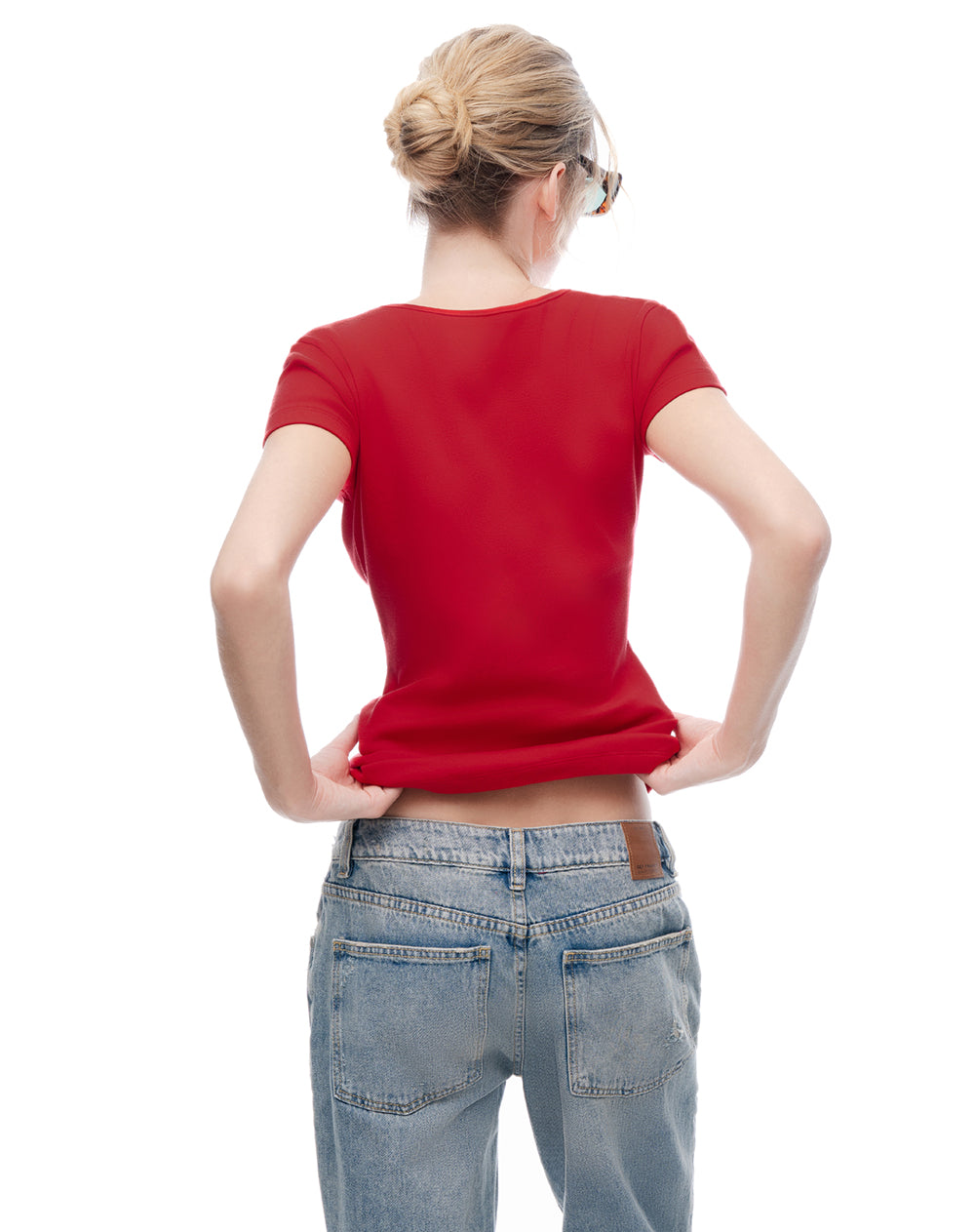 Camiseta slim algodón rojo mujer