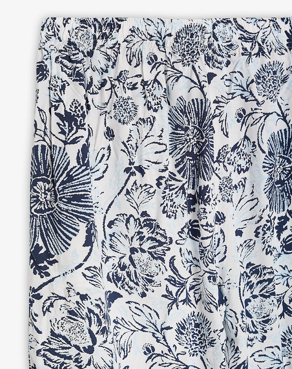 Pantalón relaxed tiro medio azul estampado mujer