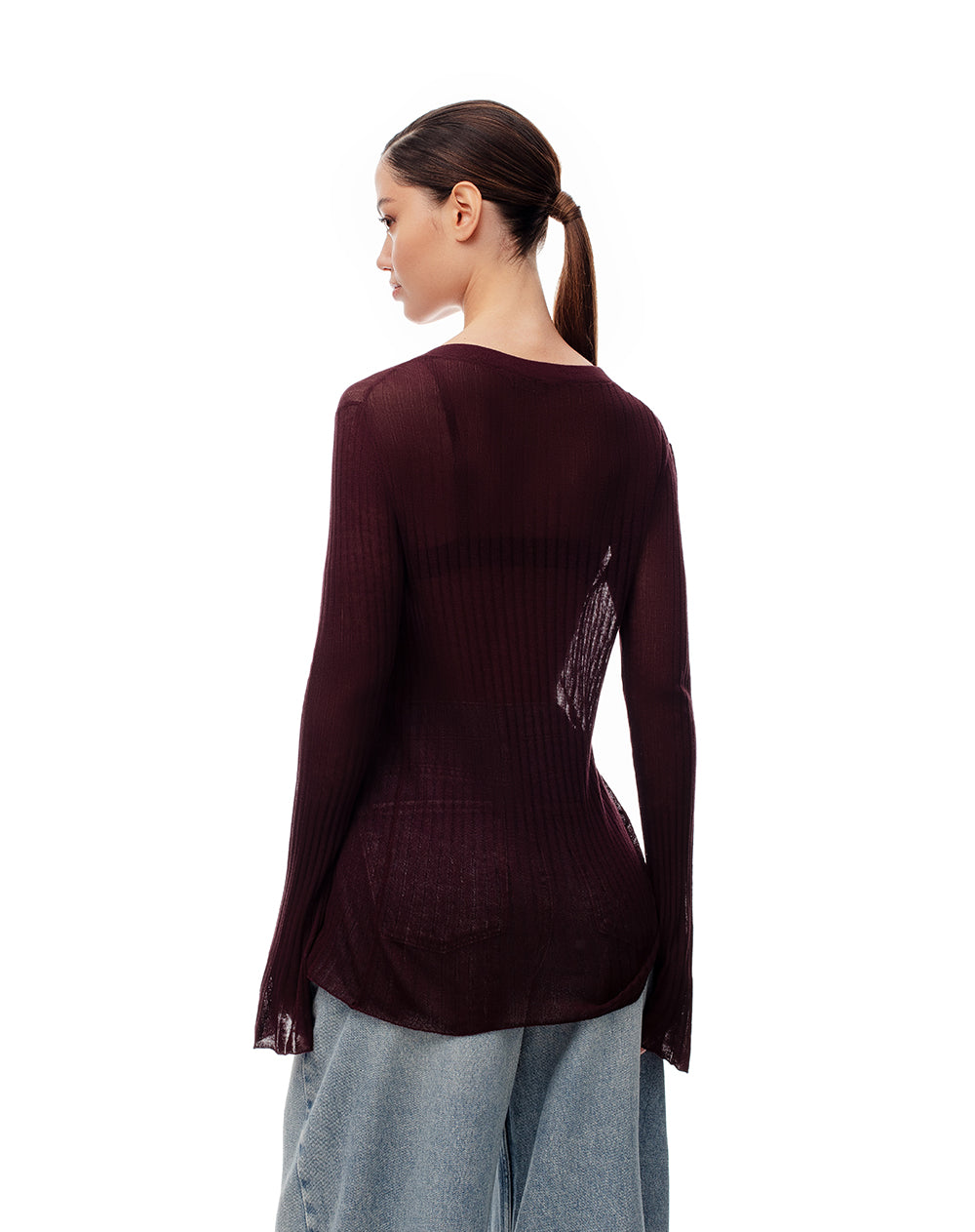 Buzo fitted perilla diagonal vinotinto mujer