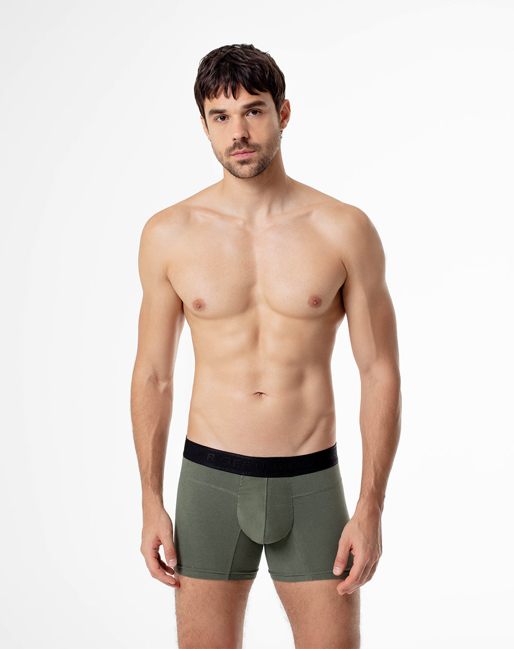 Bóxer medio jersey algodón soporte en panel verde