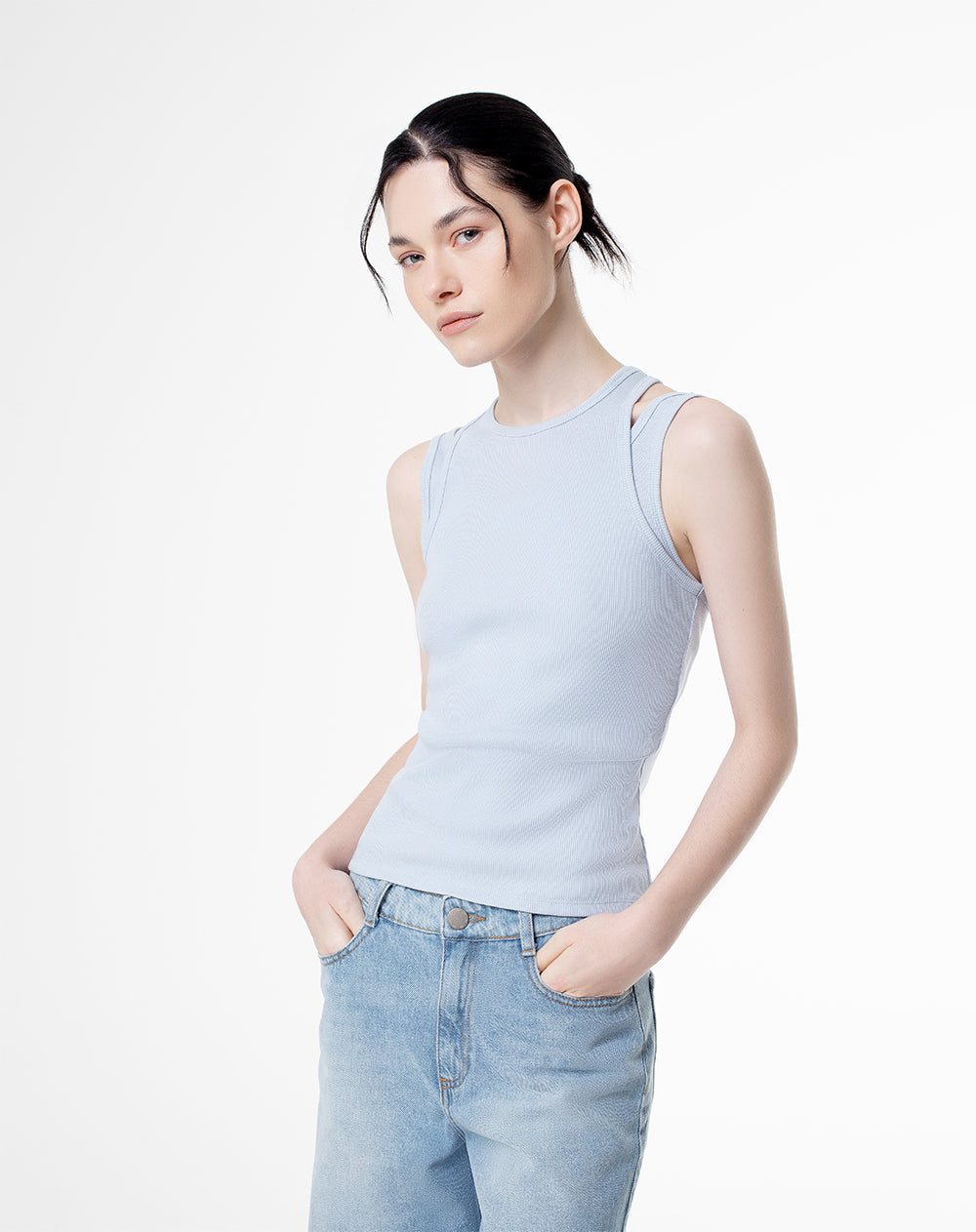 Camiseta esqueleto slim azul mujer