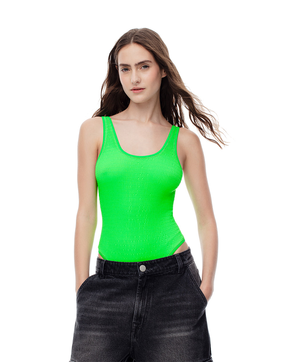 Camiseta Verde Neon Playeras Fluorescentes Para Mujer Cuello V
