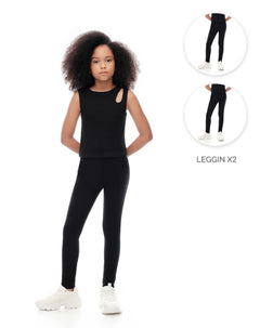 Legging algodón x2unds negro niña