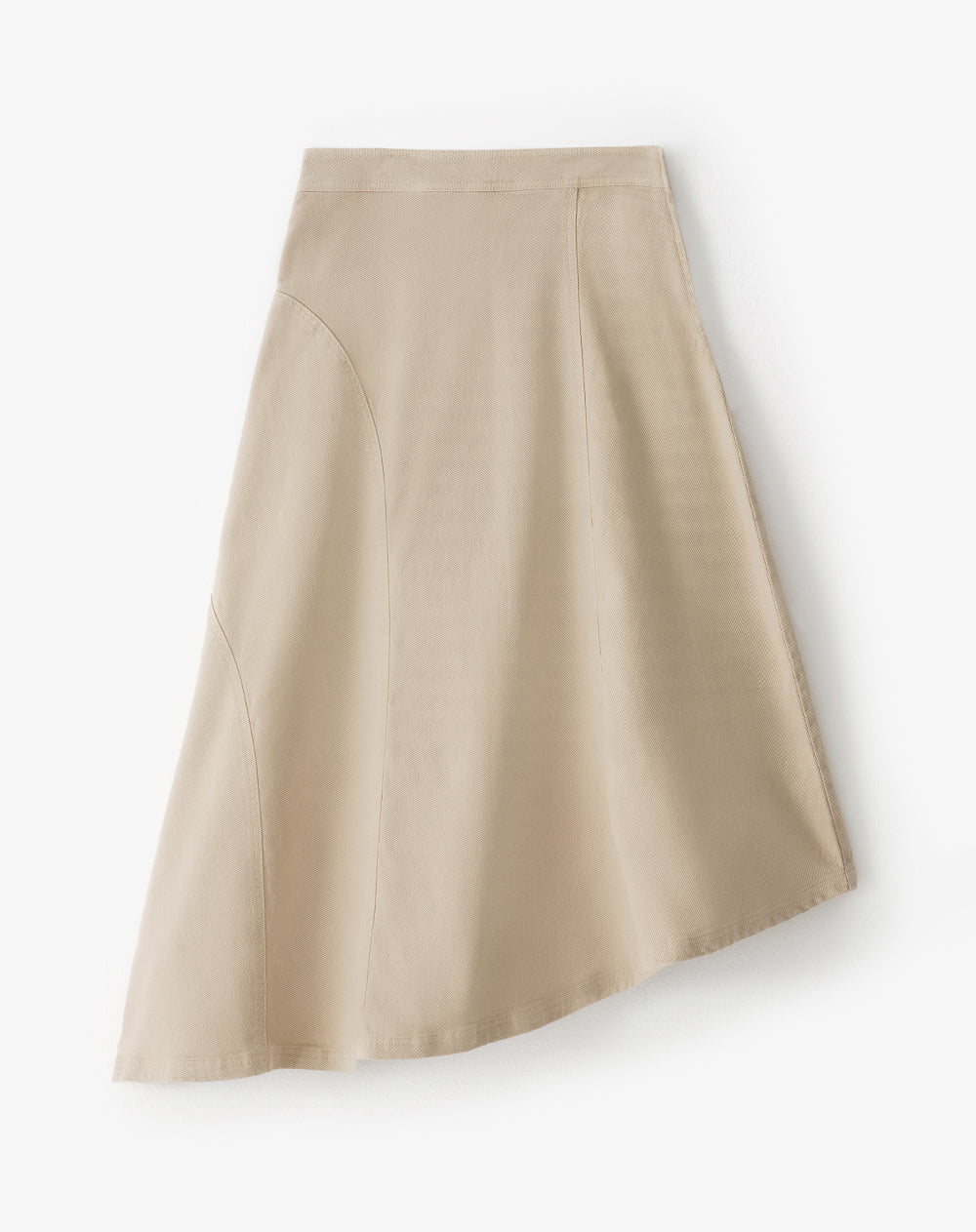Falda midi tiro alto asimétrica caqui mujer