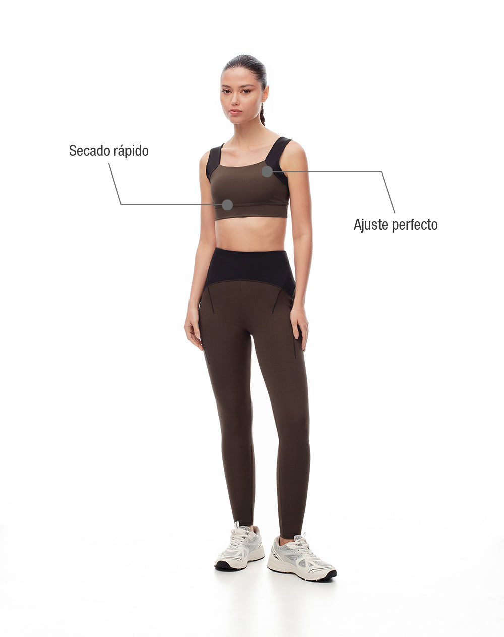 Top deportivo soporte medio microfibra café