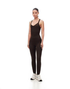 Enterizo deportivo ajustado chocolate mujer