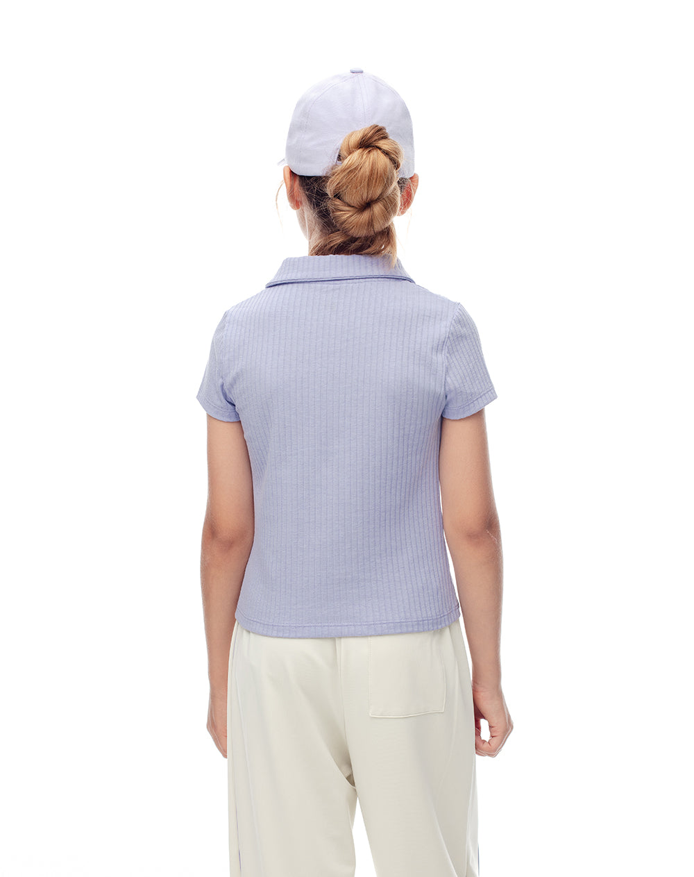 Polo slim tejido de punto lavanda niña
