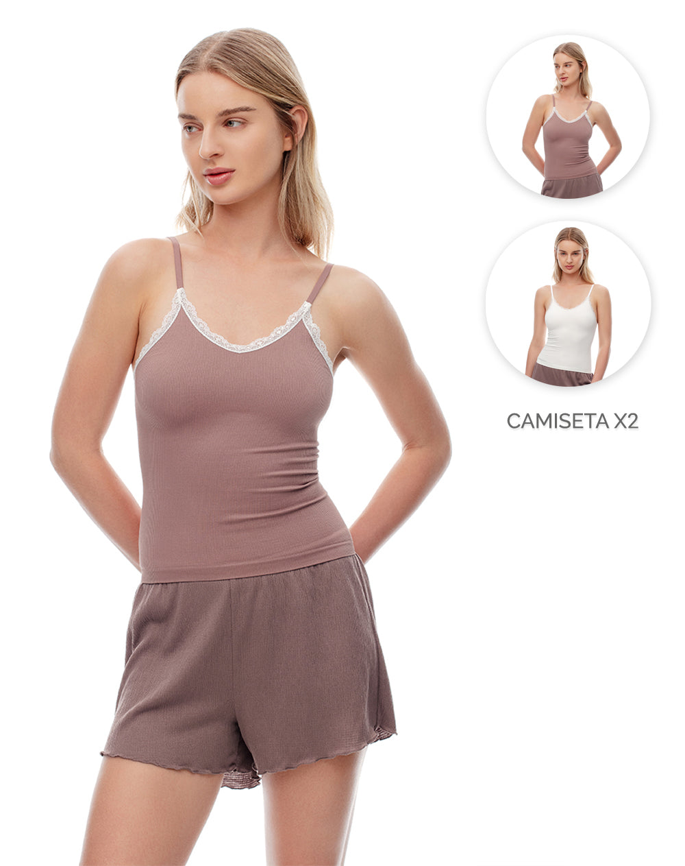 2 camisetas fitted fit tiras surtida