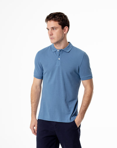 Polo slim algodón azul hombre